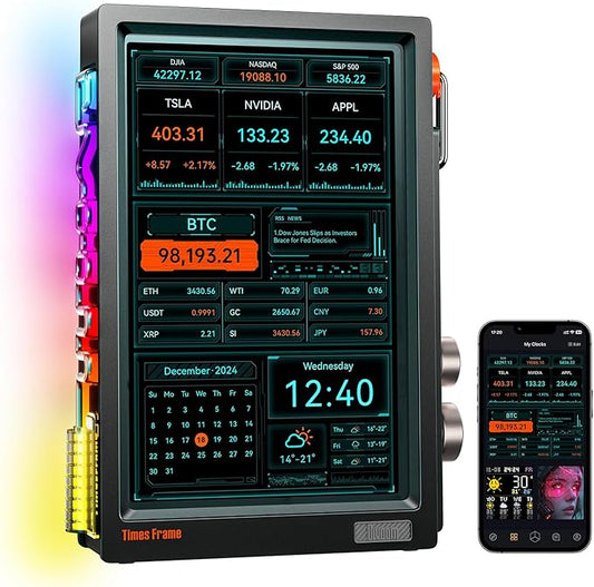 Divoom Times Frame-10.1" Digital Picture Frame Transparent IPS Smart Linux OS with RGBLED Rotary Knob WiFi 64GB 400+Clock Faces Widget 50+API Feeds Gift Mode Pixel Art Community Personalized Display