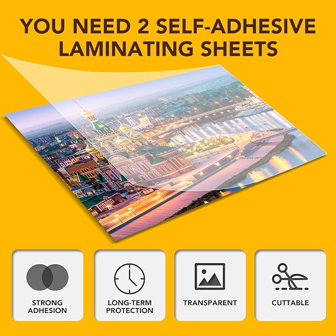 40 PCS Self-Adhesive Laminating Sheets, 9 x 12 Inches Clear Laminating Sheets No Machine Needed Self Sealing Laminate Sheets