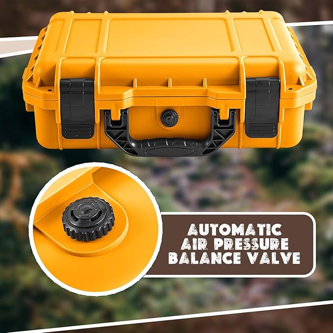 22.4 x 16.1 x 10.2 Inch Waterproof Hard Case with DIY Customizable Foam Insert Portable Protective Case with Knife for Camera Drones Equipments Tools Test Instruments (Yellow)