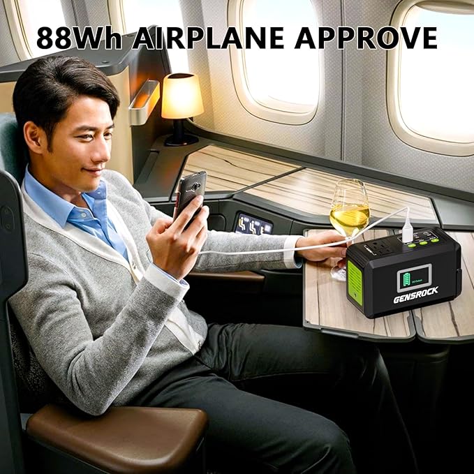 GENSROCK Portable Power Station, 88Wh Solar Generator(Solar Panel Not Included), Lithium Battery Power Bank with 110V/150W Peak AC Outlet, LED Flashlight for CPAP Home Camping Travel Emergency.