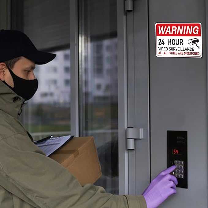 4PCS Video Surveillance Sign/All Activities Are Monitored, Waterproof Durable Security Camera Sign Sticker, Warning Signs for Home, Business, Property