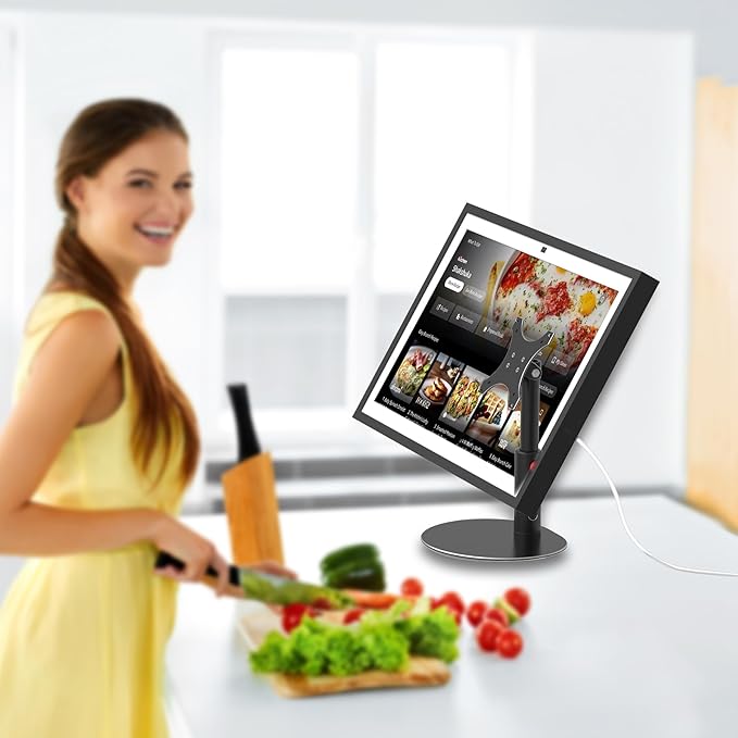 Almoz Sturdy Stand Compatible with Echo Show 21, Show 15 (All Generations) with Adjustable Tilt, 4 Height Levels, Flexible Viewing and Solid Support for Show 15 2nd Gen (Basic-Black)