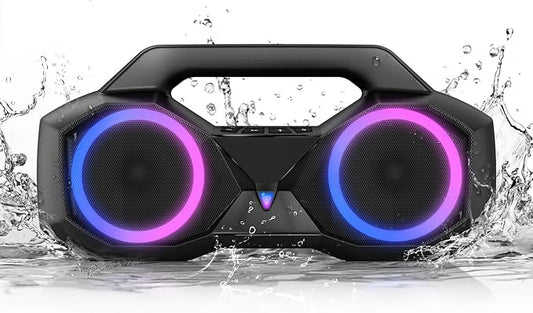 Bluetooth Speaker 80W(Peak)Loud with Bass, 20H Playtime, IPX7 Waterproof, RGB Lights, TWS, Large Portable Wireless Speakers for Outdoor, Home, Party, Pool, Beach, Tailgating, Gym, Work, Gifts (Black)