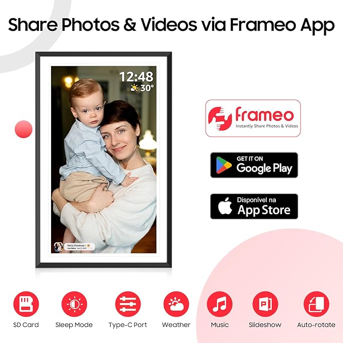 ApoloSign Digital Picture Frame 15.6 inch, WiFi Digital Photo Frame with 32GB Storage, 1920x1080 FHD IPS Touch Screen, Auto-Rotate, Easy Setup to Share Photos or Videos Instantly via Frameo App