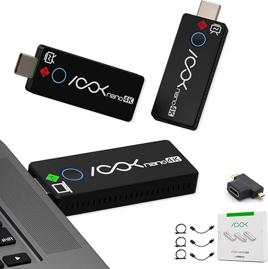 Wireless HDMI Transmitter and 2 Receivers 4K, RGBlink Presentation Kit for Church, Meeting Rooms, Classrooms, 50FT Range, Ultra 4K Video Output, Low Latency, Cast Screen to 2 TVs from Computer