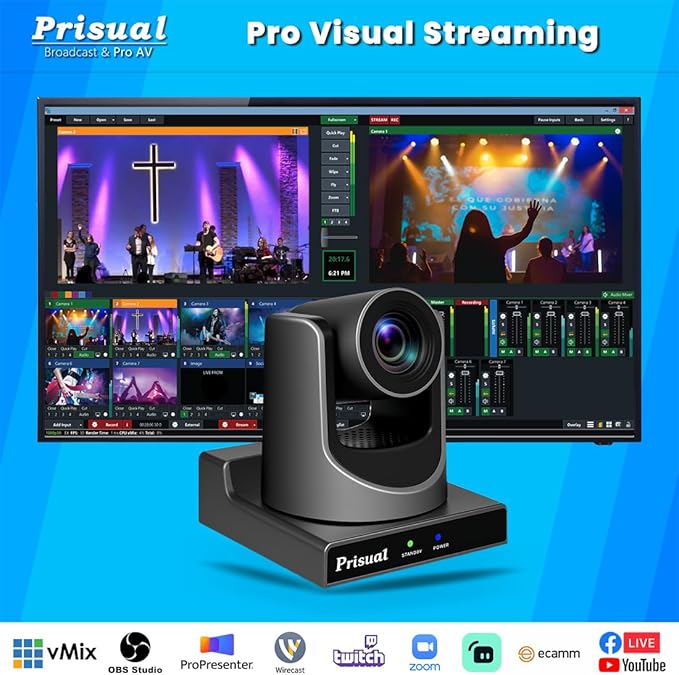 NDI PTZ Camera, 30X NDI/SDI/HDMI/USB3.0/IP Streaming with AI Auto Tracking, Low Latency for Church, Broadcast, Live Events (Built in Latest NDI License, Included NDI HX2 & NDI HX3 & Full NDI)