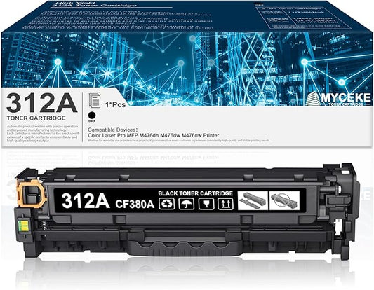 312A Black Toner Cartridge Replacement for HP 312A Toner for Color Laser Pro MFP M476dn M476dw M476nw Printer , (1 Pack,CF380A)