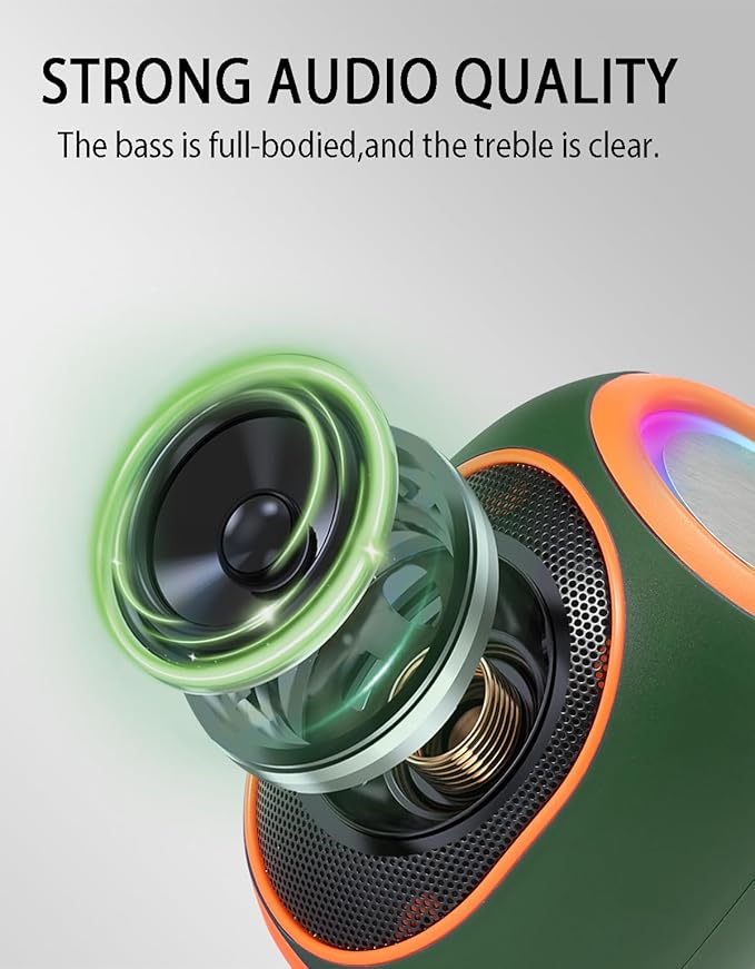 WS-338 Mini Bluetooth Replica Speaker – Portable HD Sound with LED Ring Light, Built-in Microphone, USB/TF Support, Surprise Gift for Music Lovers(Green Orange)