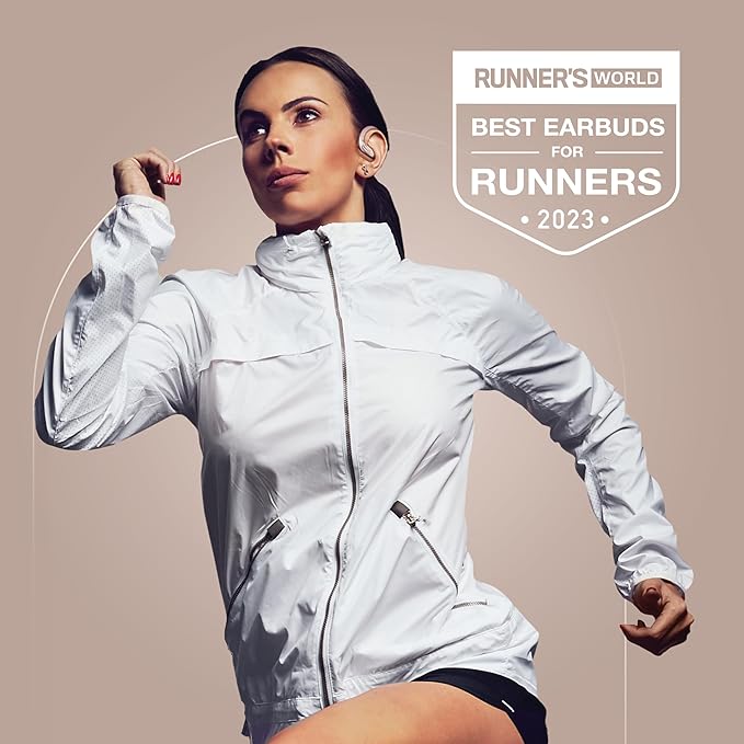 Rose Gold Wireless Running Earbuds for Women. Pink Bluetooth Sport Earbuds for Running, 80 Hour Long Battery Life Over the Ear with EarHooks, Wrap Around Ear buds with Microphone, Earphones