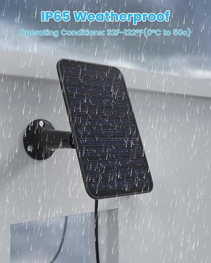 5W Solar Panel for Blink Camera Outdoor, Solar Panel Charger with Battery Compatible with New Blink Outdoor 4 (4th Gen) Camera, with 13.1ft Cable, IP65 Weatherproof, Includes Secure Wall Mount, 2 Pack