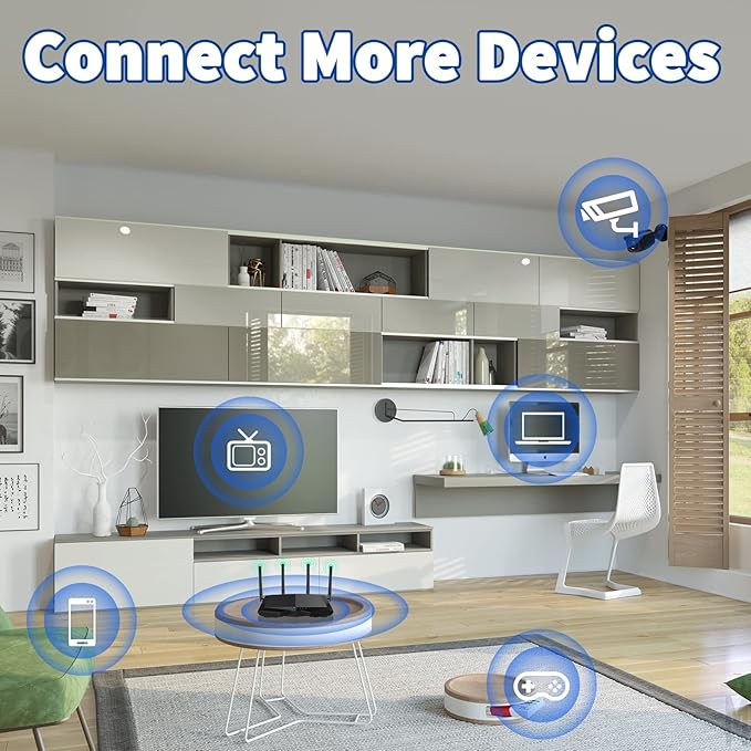 Bingfu Dual Band WiFi 2.4GHz 5GHz 5.8GHz 3dBi MIMO RP-SMA Male Antenna (4-Pack) for WiFi Router Wireless Network Card USB Adapter Security IP Camera Video Surveillance Monitor