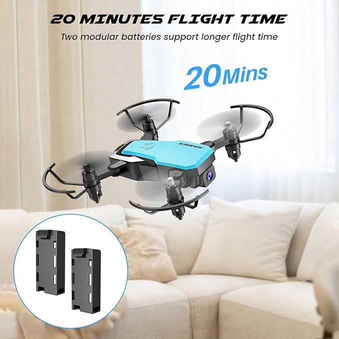 X300C Mini Drone with Camera 720P HD FPV, RC Quadcopter Foldable Drone With Altitude Hold, 3D Flip, Headless Mode, Gravity Control and 2 Batteries, Gifts for Kids, Adults, Beginner (Blue)