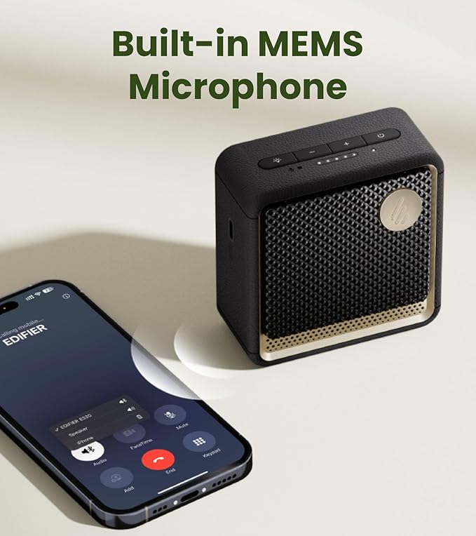 Edifier ES20 Portable Bluetooth Speaker with IP67 Waterproof & Dustproof, 15 Hours Playtime, Wireless Connectivity for Home Office Outdoor (Black)