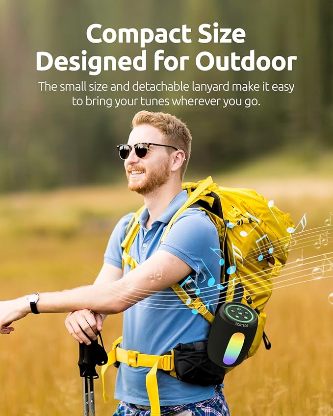 Portable Bluetooth Speaker with Lights, Powerful Sound, Stocking Stuffers, IPX5 Waterproof, Wireless BT5.3, TWS Pairing, 15H Playtime, for Outdoor/Home/Party/Beach, White Elephant Gifts for Adults