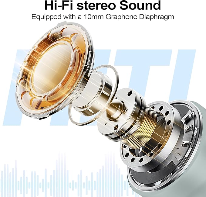 kurdene Wireless Earbuds Bluetooth 5.4 in Ear Buds Light Weight Headphones,Deep Bass Sound,Built in Mics Headset,Clear Calls Earphones for Sports Workout Light Blue