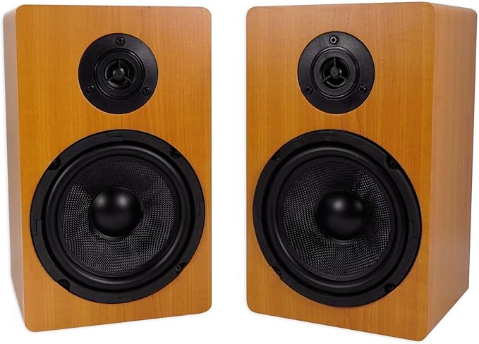 Rockville Pair ROCKSHELF 64C V2 Classic Wood 400W 6.5" Bookshelf Speakers/4 Ohm, Kevlar Woofers, Silk Dome Tweeter, MDF Cabinet, for Home Theater and Stereo Audio