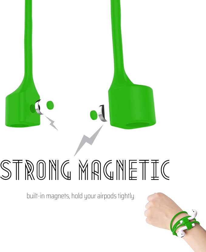 Ultra Strong Magnetic Airpod Pro Strap Anti-Lost Cord Sports Lanyard Compatible with Airpods 3rd 2nd Generation Pro 3 2 1 (Green)