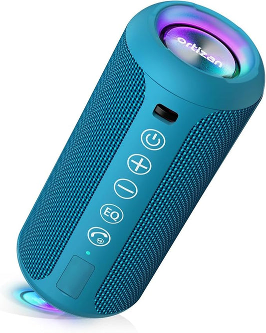 Ortizan Portable Bluetooth Speakers, IPX7 Waterproof Wireless Outdoor Speaker with 24W Loud Stereo Sound And Bluetooth 5.3, Deep Bass, RGB Lights, Dual Pairing, 30H Playtime for Home, Party