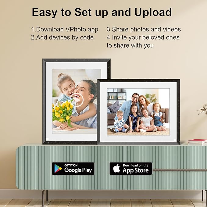 WiFi Digital Photo Frame Smart Digital Picture Frame - 9.7 inch Touch Screen, 32GB, FHD 1080P Video Playback, Auto-Rotate, Motion Sensor, Free Cloud, Share Photo via App Email, Gift for Family Friends