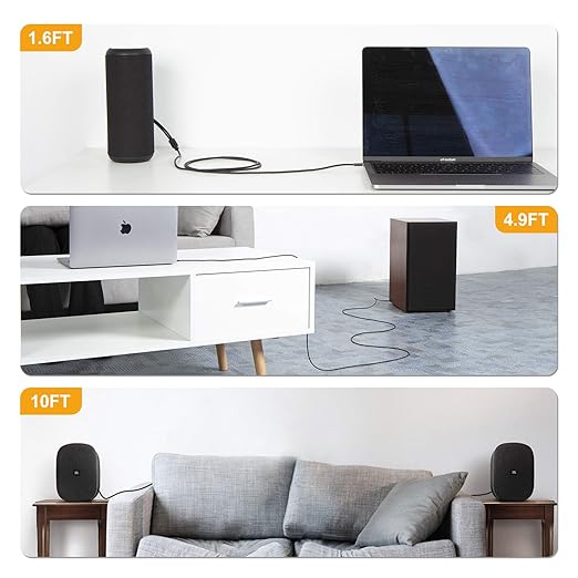 CableCreation 3.5mm to RCA Cable 1.6ft 2Pack, 3.5mm TRS Male to 2RCA Male Stereo Y Splitter Compatible with Echo Dot, Smartphone, MP3, Tablet, Stereo Receiver, Car, Speaker, HDTV ect, 0.48M