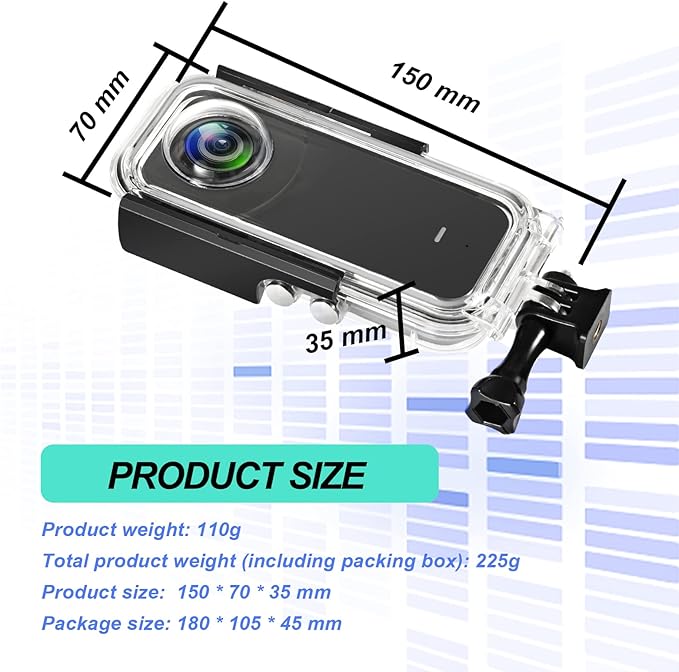 Waterproof Case for Insta 360 one X3 Action Camera, Underwater Diving Protective Housing 40M with Bracket Accessories