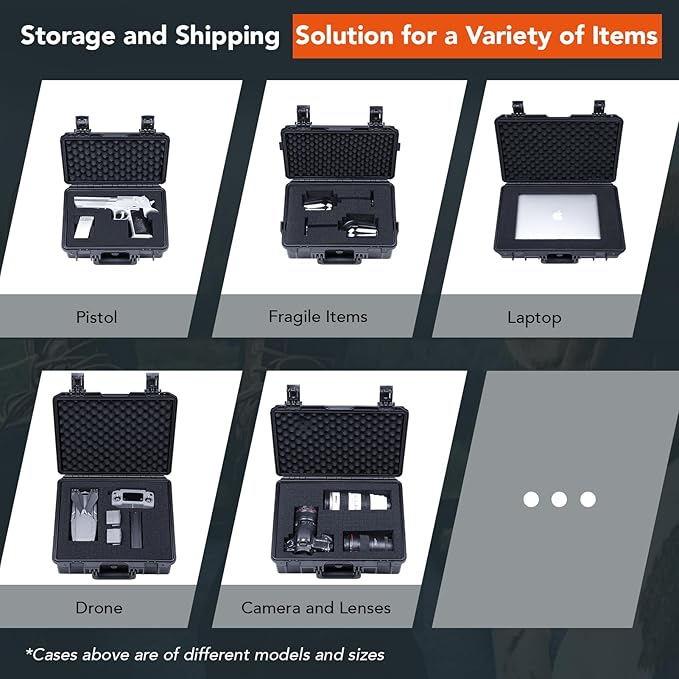 Lykus HC-3820 Waterproof Hard Case with Customizable Foam Insert, Interior Size 14.96x11.02x6.5 in, Suitable for camera, lens, drone, mic, flashlight, projector, electronics, tools, and more