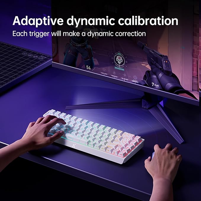 JOMKIZ MCHOSE Jet 75 Wired Magnetic Switch Mechanical Gaming Keyboard, 75% Rapid Trigger Hall Effect Keyboard, Hyper-Fast Adjustable Actuation, 8K Hz Polling Rate, RGB HotSwap, for PC/Mac, White