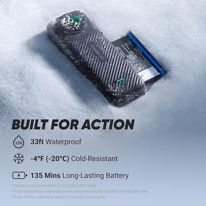 Insta360 X4 Endurance Bundle - 8K Waterproof 360 Action Camera, 4K Wide-Angle Video, Invisible Selfie Stick, Removable Lens Guards, 135 Min Battery Life, AI Editing, Stabilization, for Sports, Travel