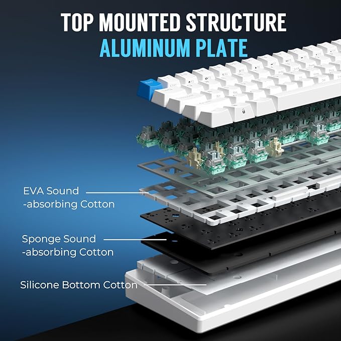 RK ROYAL KLUDGE C61 HE Gaming Keyboard 60% Wired Mechanical Keyboard with Hall Effect Magnetic Switch 8000Hz Polling Rate Rapid Trigger RGB Backlit, 61 Keys, White Blue