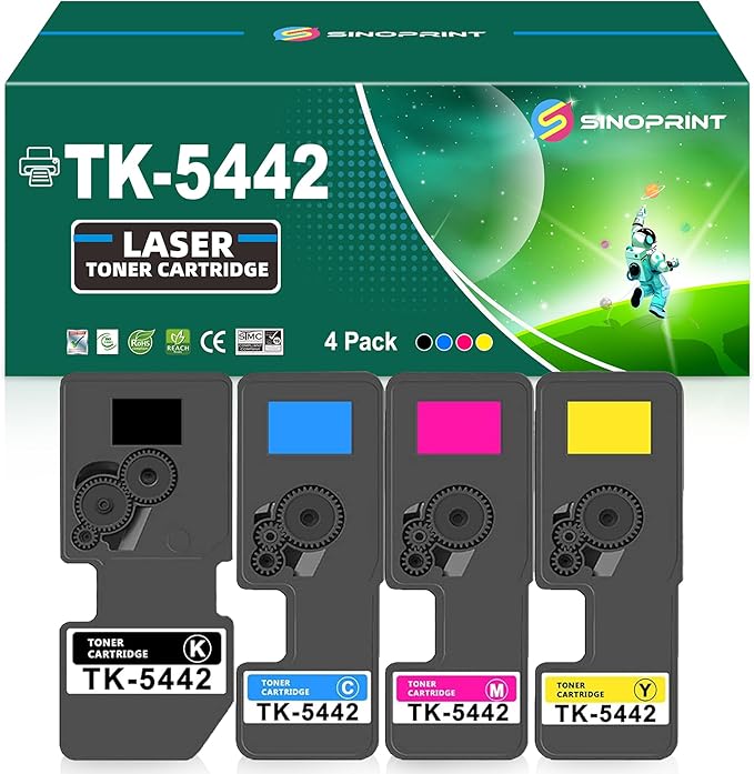 TK-5442 TK5442 Toner Cartridge Compatible TK-5442K TK-5442C TK-5442M TK-5442Y Replacement for Kyocera ECOSYS MA2100cwfx and PA2100cwx Model Laser Printer(4Packs BCMY )