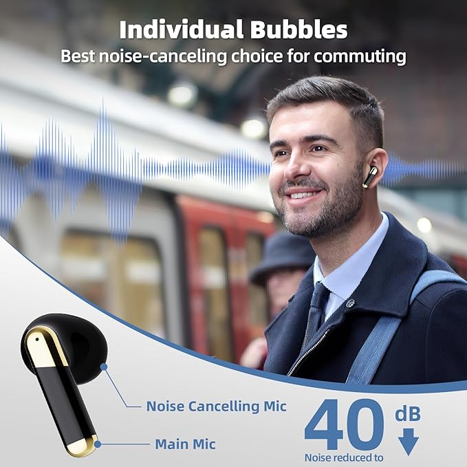 Promise Wireless Earbuds Bluetooth5.3 Earphones,40Hrs Play, ENC Noise Cancelling Mic,13mm Deep Bass,Remote Control for TikTok,YouTube Shorts Like,Smart Phone Laptop Computer Sports Headphones(Black)