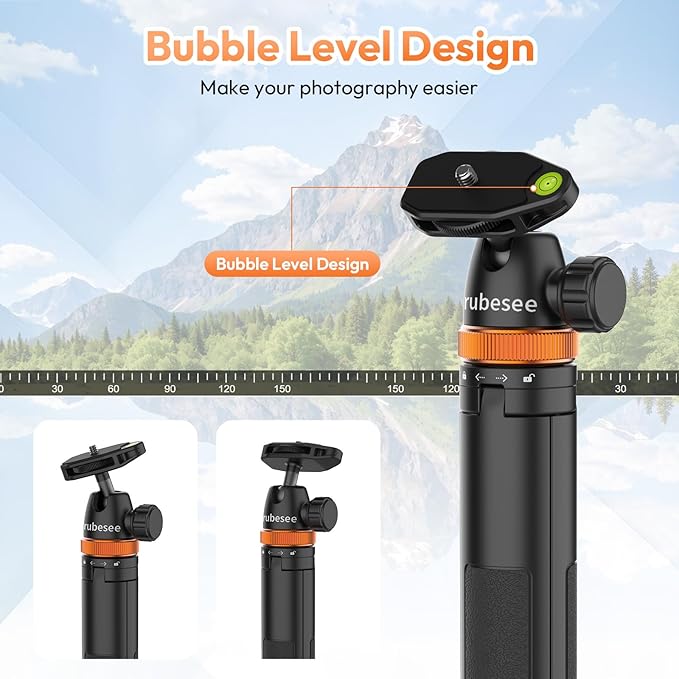 Selfie Stick Tripod for Gopro Camera, 62" Extendable Tripod Stand with 360° Ball Head 1/4" Screw, Portable Lightweight Camera Tripod for GoPro Max Hero 13 12 11 10 9 8 DJI OSMO Action Camera