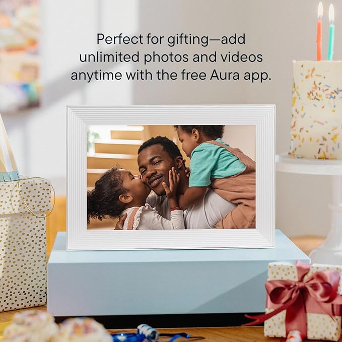 Aura Carver WiFi Digital Picture Frame | The Best Digital Frame for Gifting | Send Photos from Your Phone | Quick, Easy Setup in Aura App | Free Unlimited Storage | Sea Salt