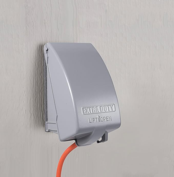 TayMac MX4280S 1-Gang Extra Duty In-Use Cover, Weatherproof Metal Low Profile 8-in-1, 3.5 in. Deep, Vertical, Gray