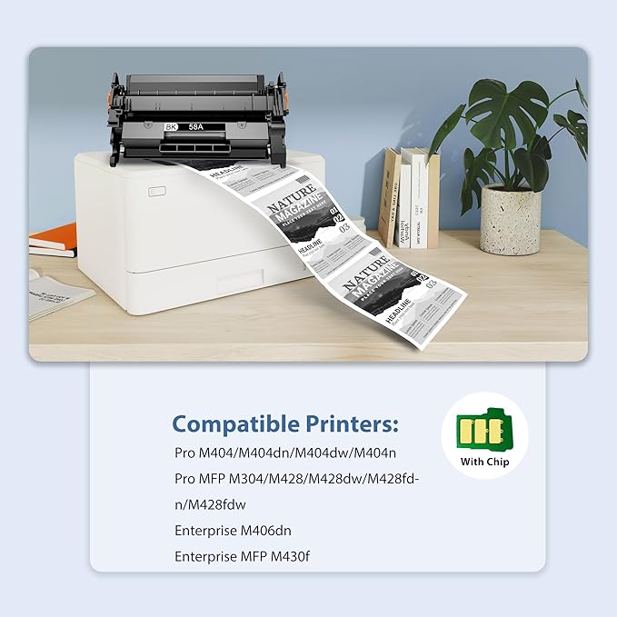 58A CF258A Toner Cartridges 2 Black Packs Compatible for HP-58A CF258A 58X CF258X for Laser Jet Pro M404n M404dn M404dw M304 Pro MFP M428dw M428fdn M428fdw M406 Enter Prise M406dn MFP M430f Printers