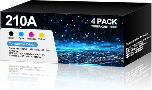 210A Toner Cartridge Compatible for HP 210A 210 210X Toner Cartridges Replacement for HP Color Laser Jet Pro MFP 4301fdn Pro 4201dw 4201dn W2100X W2100A Printer Black Cyan Magenta Yellow 4 Pack