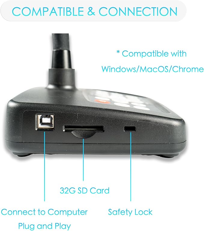 INEBIZ IB280 10x Optical Zoom Document Camera with HDMI/USB, Autofocus, LED Light, Professional Visual Communication Tool of Real-time Projection, Compact for Teachers in Classroom
