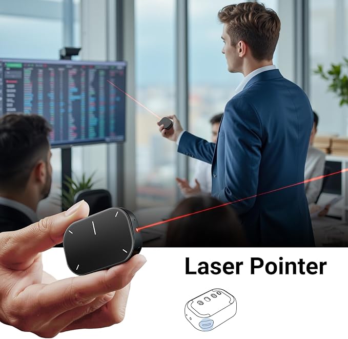 Cheerdots2 Bluetooth Detachable Air Mouse Touchpad Mouse with Voice Recording, Presentation Clicker Wireless Presenter Presentation Remote with Laser Pointer for Mac, Windows (Basic, Black)