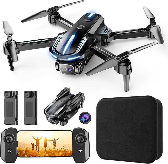 Drone with Camera 1080P HD FPV Foldable Mini Drone for Beginners Kids Adults, Drone with One Key Take Off/Landing, Gesture Selfie, Altitude Hold, 3D Flip, Easy to Fly, 2 Batteries, Toys for Boys Girls