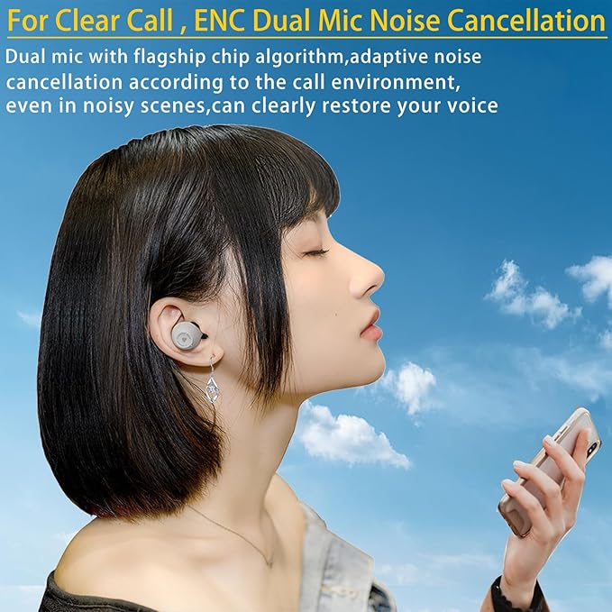 FAAEAL Bluetooth 5.3 Wireless Earbuds with Wireless Charging Case,Waterproof Stereo Headphones in Ear Built in Mic Headset Premium Sound with Deep Bass for Sport(Grey)