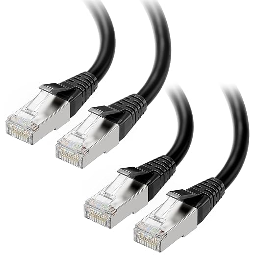 Cable Matters [Cat8 Certified] 2-Pack 40Gbps Short Cat 8 Ethernet Cable - 3ft, 2000Mhz Category 8 Ethernet Cord, Shielded Cat8 Cable for Gaming, Black