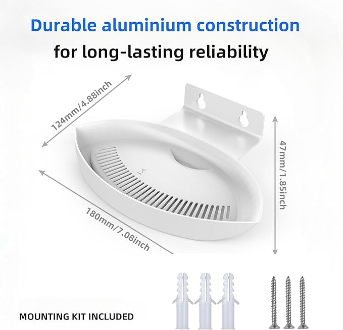 Wall Bracket for Eero Max 7 Aluminum Alloy Max 7 Wall Mount Sturdy and Durable Space Saving Wall Mount Holder Compatible with Max 7 Mesh WiFi Router (White-2Pack)