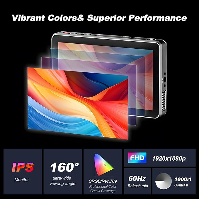 VILTROX DC-X2 6" Camera Field Monitors DCX2 for DSLR Touchscreen External Monitor 4k 2000nits X2 Monitor for Sony Canon Nikon 3D LUT 1920x1080 IPS with Sunshield 2200 MAh Battery