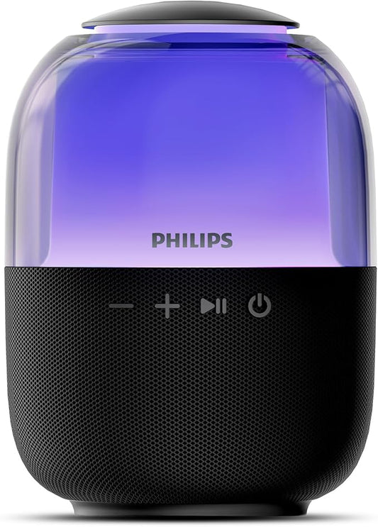 Philips S2108 Portable Bluetooth Speaker, 5W RMS, 7H Playtime, TWS Stereo Pairing, LED Light Effects, USB-C Charging – Punchy bass, Compact Wireless Speaker for Home, Outdoor, Travel