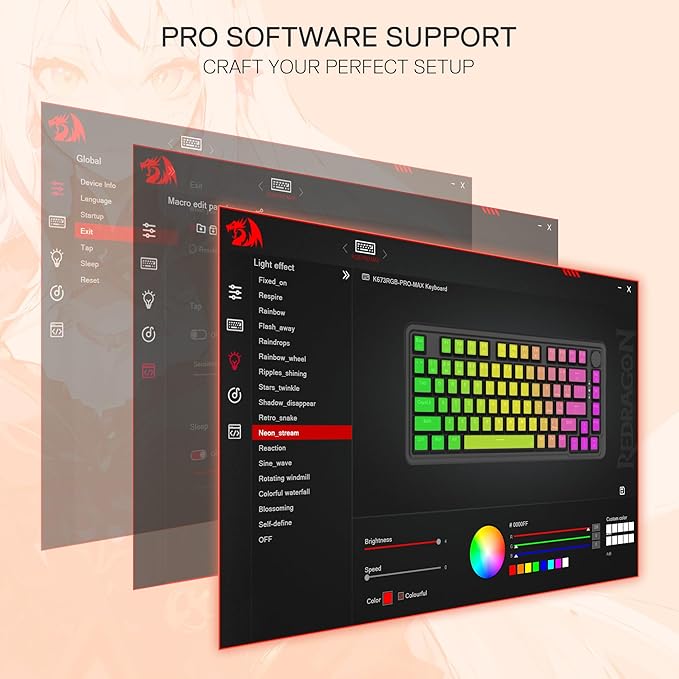 Redragon K673 PRO SE 75% 81 Keys Wireless Gasket RGB Gaming Keyboard, 3-Mode Anime Mechanical Keyboard w/Hot-Swap Socket, Dedicated Knob Control & 5-Layer Noise Dampening, Custom Hi-Fi Linear Switch
