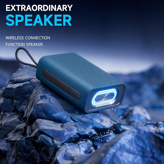 Speaker, Portable Wireless Bluetooth Speakers, Waterproof Loud Stereo Sound with RGB Lights TWS Long Playtime for Home/Party/Outdoor, Electronic Gadget (Blue)