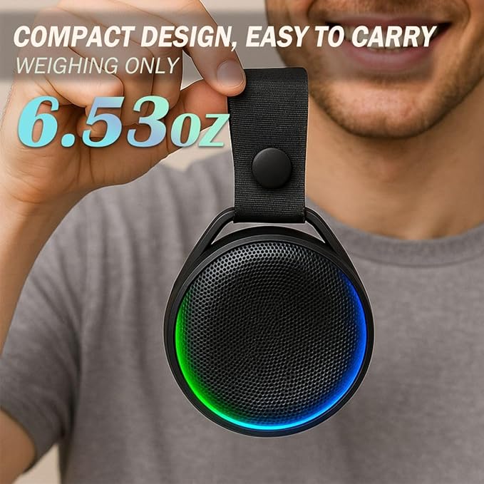 Portable Bluetooth Speaker, Lightweight, IPX7 Waterproof, 20 Hour Playback time with RGB Lighting, Suitable for Various Sports Scenes, a Gift for Both Men and Women, Black 2-Pack