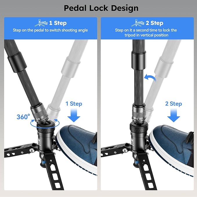 SIRUI Carbon Fiber Monopod, 57" Camera Monopod with Pedal Feet, One-Step Height Adjustment with Twist Lock, Compact & Rapid System for DSLR Camera, Max Load 22lbs/ 10kg, SVM-145P