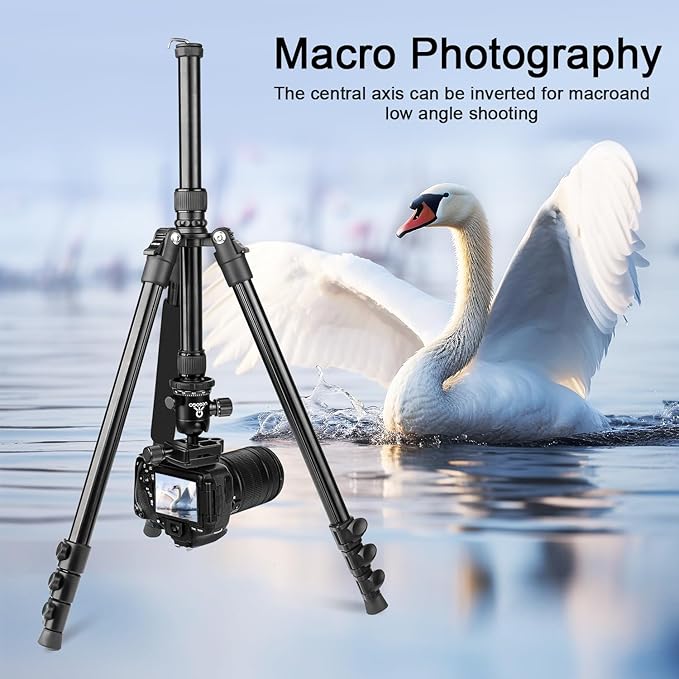 77 inch Professional Camera Photography Tripod,Ball Head Aluminum DSLR/SLR Tripod & Monopod with Carry Bag Compatible with Canon Nikon Binoculars Laser Telescop(Black)