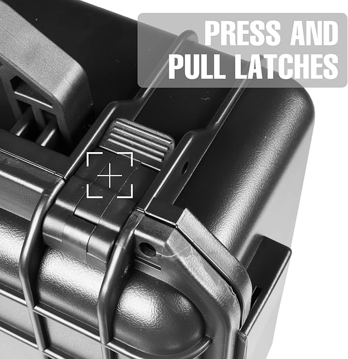 Hard Case, 14x 11.5x 6.5 Inch Portable Weather Waterproof Protective Camera Case with Customizable Foam, Fit Use of Drones, Camera, Equipments，Black